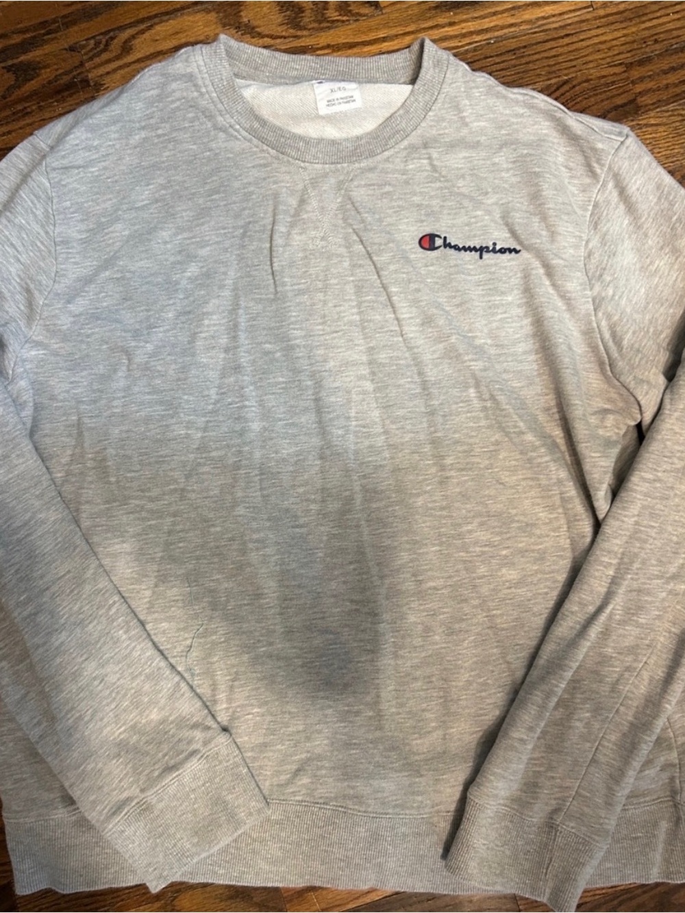 Champion Heather Gray Crewneck Sweatshirt with Embroidered Logo